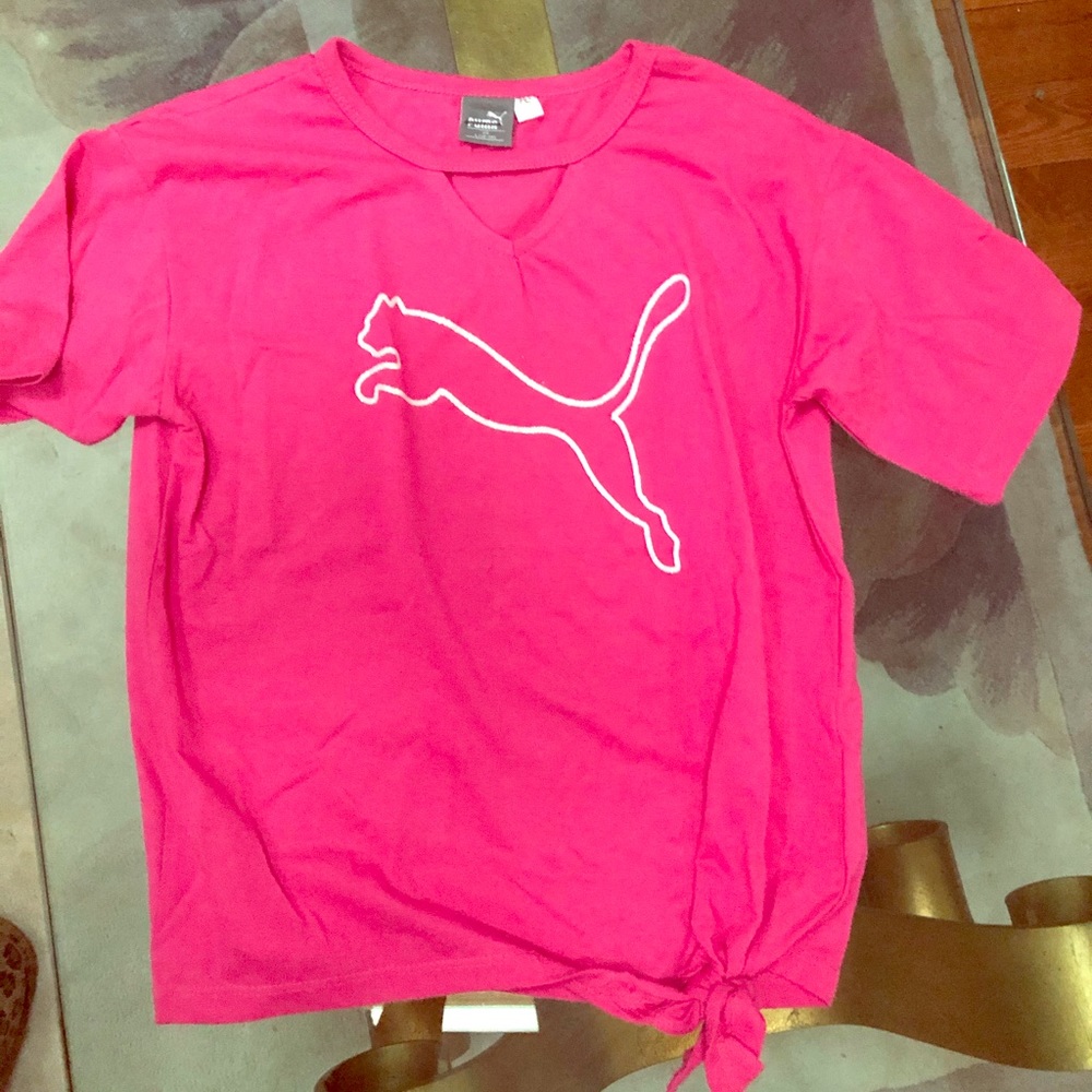 Puma Girls Top with Sparkle Puma and Side Tie